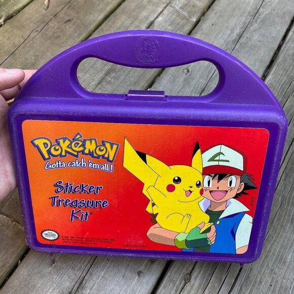 Vintage 1999 Pokemon Sticker Treasure Kit Lunch Box Container - Picture 1 of 5